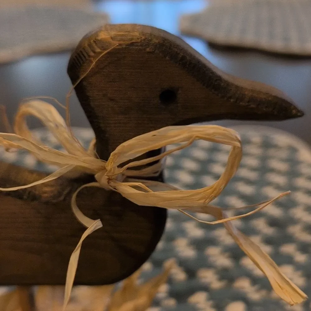 Handmade Primitive Wooden Duck Figurines Rustic Cabin Country Duck Decor